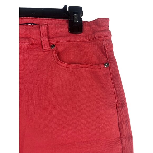 Chaps Womens Red Cropped Jeans 10 Denim High Rise Holidays Tomato Girl Vibrant - Picture 7 of 8